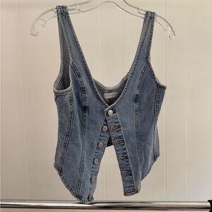 Denim Button-Up Vest Top